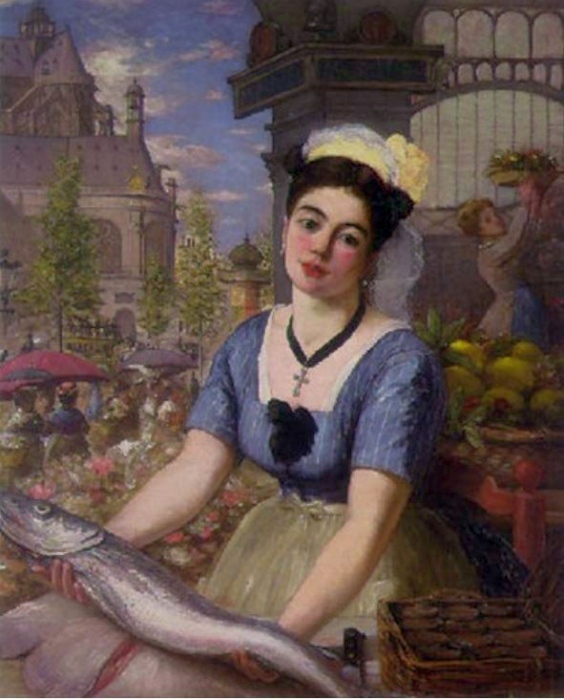 vendeuse poissons Halles de Paris Jules Le Coeur