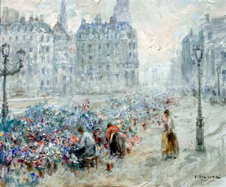 March&eacute; aux fleurs pont d'Arcole par C&eacute;sar A Villacr&egrave;s