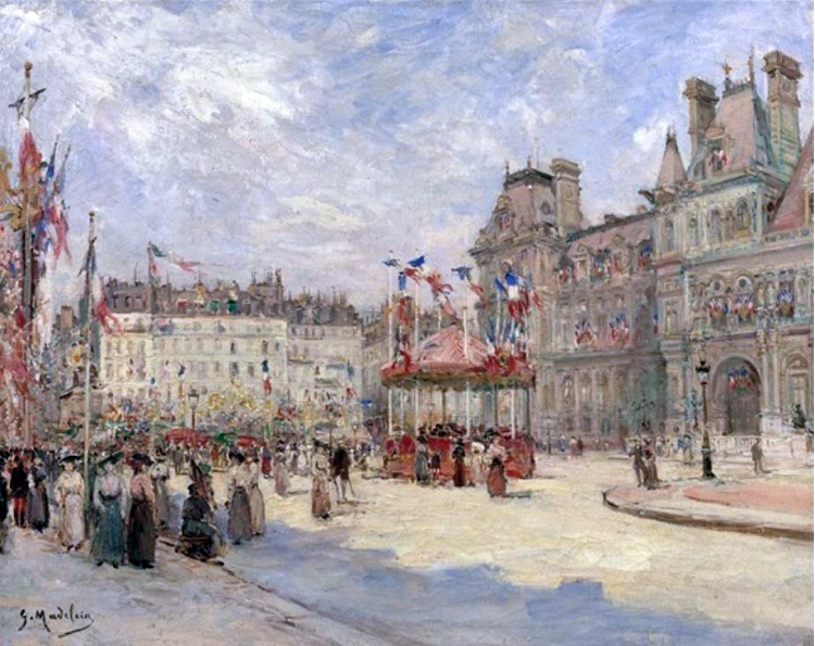 14 juillet  1911  place de  l'H&ocirc;tel de Ville par Gustave Madelain