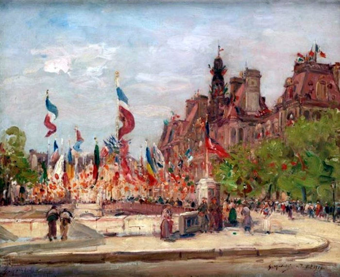 14 juillet  place de  l'H&ocirc;tel de Ville par Gustave Madelain