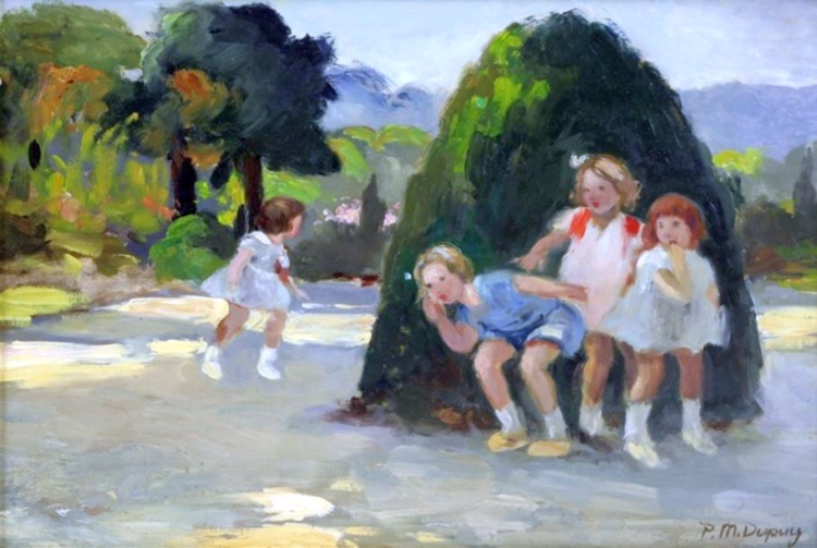 Enfants jouant dans le jardin du Luxembourg par Paul Michel Dupuy